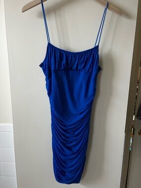 Women’s Blue Ruched Slip Dress